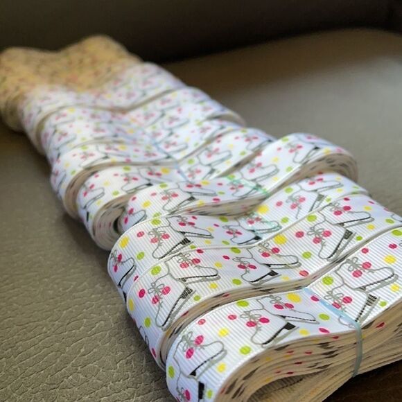 Grosgrain Ribbon 7/8” 5 yards 5/$20 Christmas Winter ice skates snow skating NEW - Picture 7 of 7